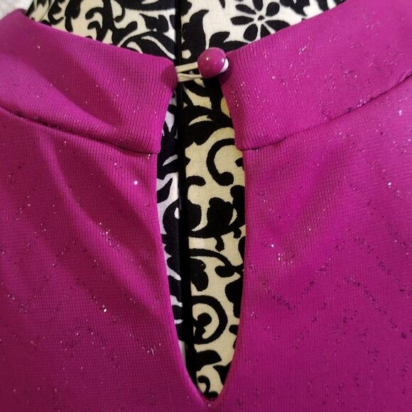 Purple Party sparkly glitter dress rosette Girl's 12 swoop back hemline - Picture 7 of 8